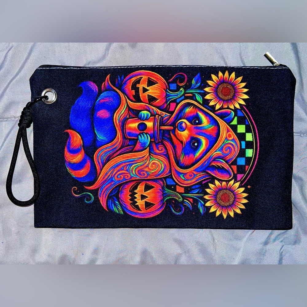 Colorful Raccoon wristlet